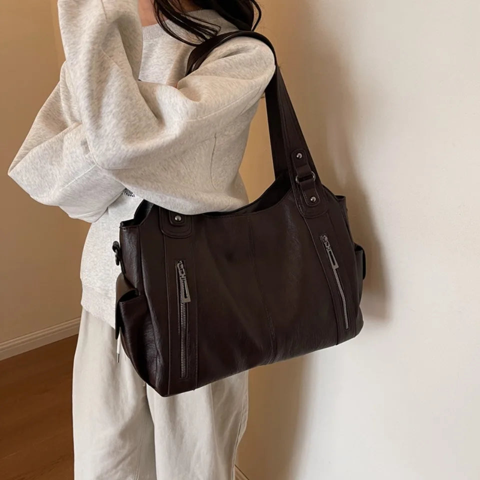Daily Business Commuting Large Capacity Tote Hand Bags Soft Leather Shoulder Crossbody Bags for Women Handbags Sturdy Durable