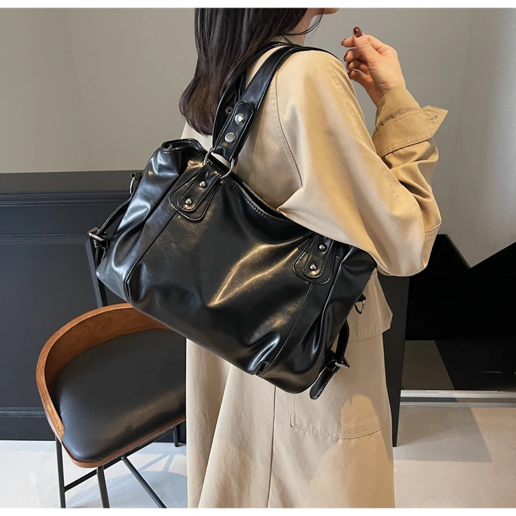 Large Capacity PU Shoulder Bag Rivet Buckle Thread Solid Casual Tote Crossbody Bag 2025 Hot Sale Bags for Women Bolsas Femininas