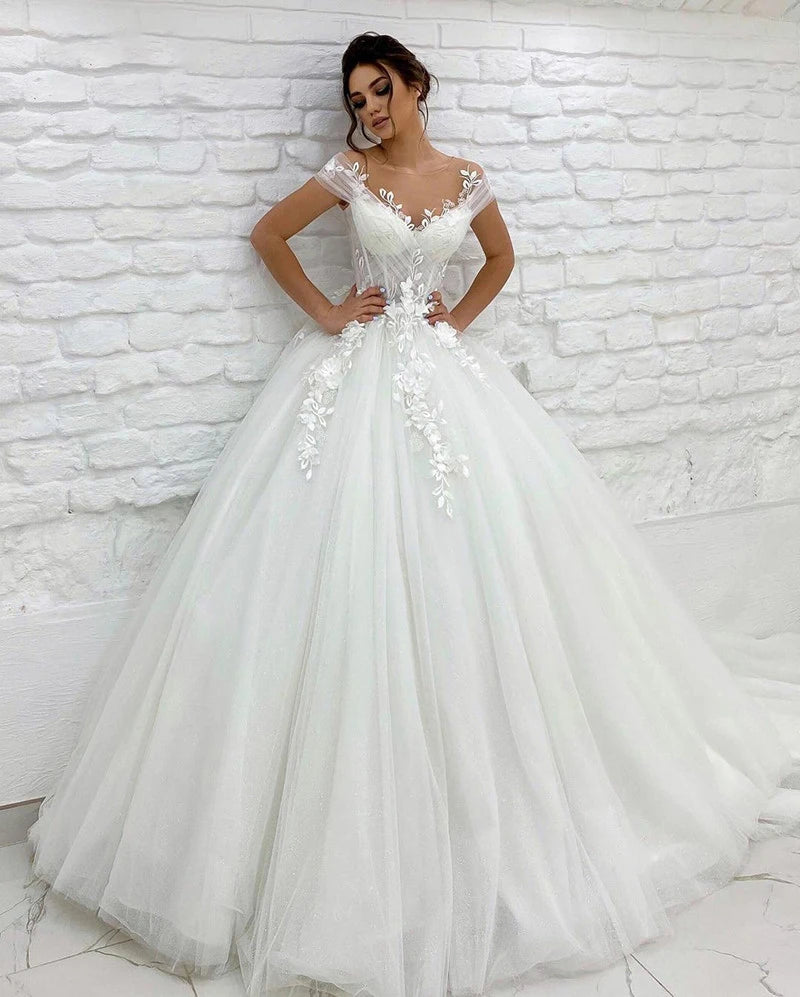 Princess Wedding Dresses Off Shoulder 3D Lace Applique Ladies Sleeveless Boho Bridal Gowns Vestido De Novia Customized 2025 Robe