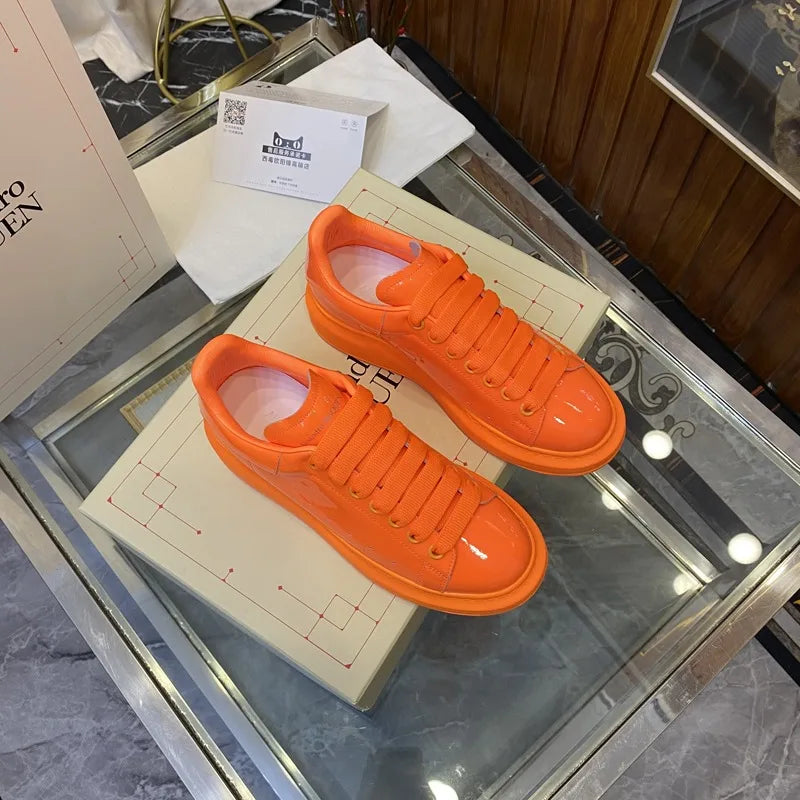 American European Men Casual Shoes Patent Leather Round-toe Platform Loafer Shoes Hip-hop Sports Shoes Outdoor Street Sneakers