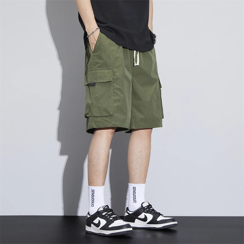 Summer Men's Cargo Shorts Casual Baggy Multi-Pockets Streetwear Shorts Male Fashion Loose Overalls Shorts Male Plus Size