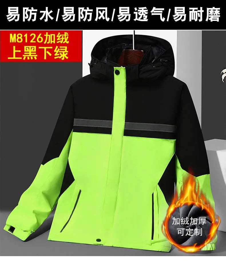 New Winter Work Jacket, Waterproof Windproof Reflective Thermal Coat with Fleece Lining, Stain Resistant Outdoor