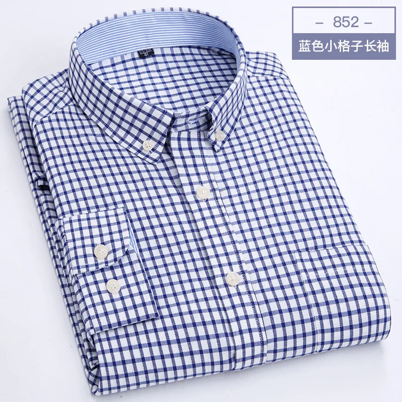 Men's long sleeve shirt Oxford woven casual non-ironing spring summer autumn slim top comfortable trend fashion with white shirt