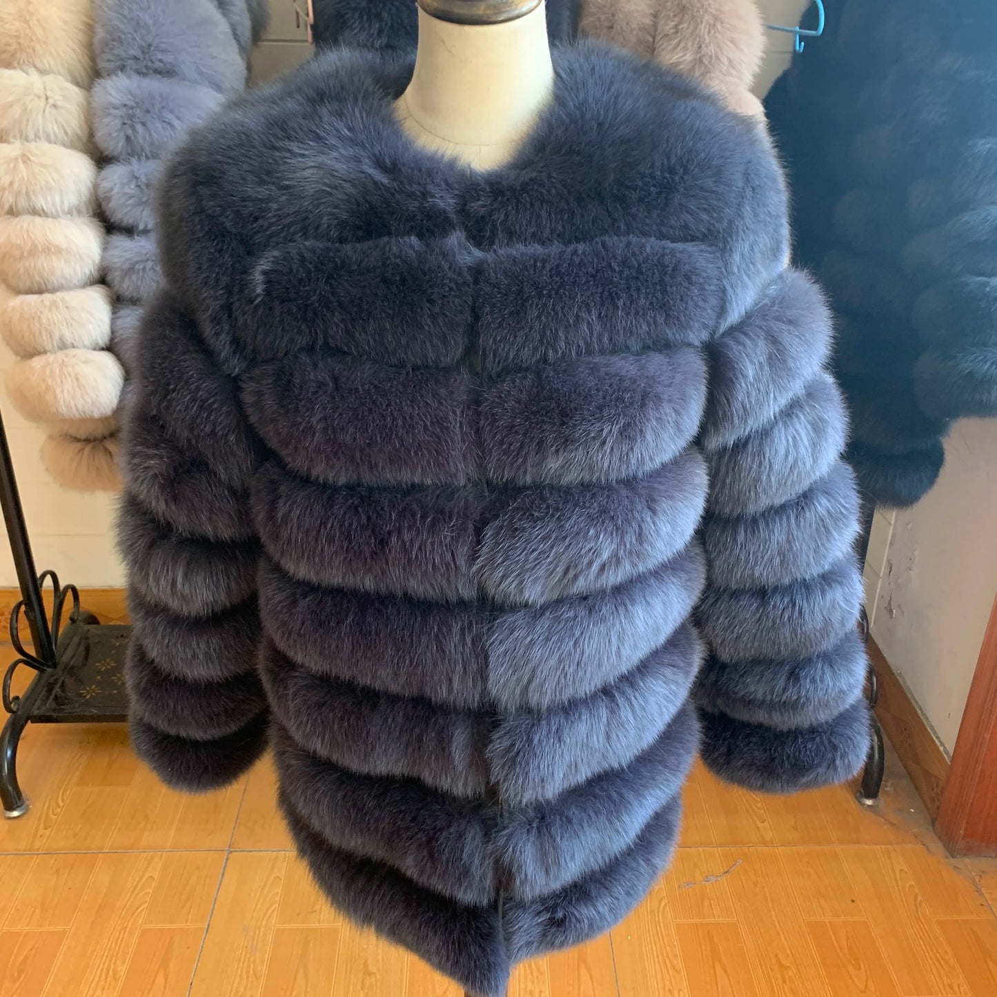 NEW Style Length Sleeves 4in1 Real Fur Coats Women Natural Real Fur Jackets Vest Winter Outerwear Women Fox Fur Coat Quality Fur