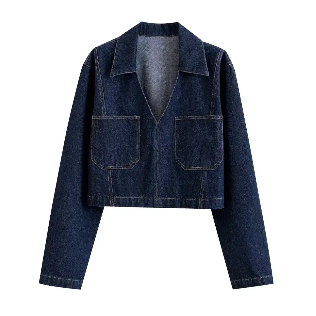 New Women's Clothing With European And American Style, Fashionable, Simple, Casual, Solid Color, Short Denim Shirt Jacket