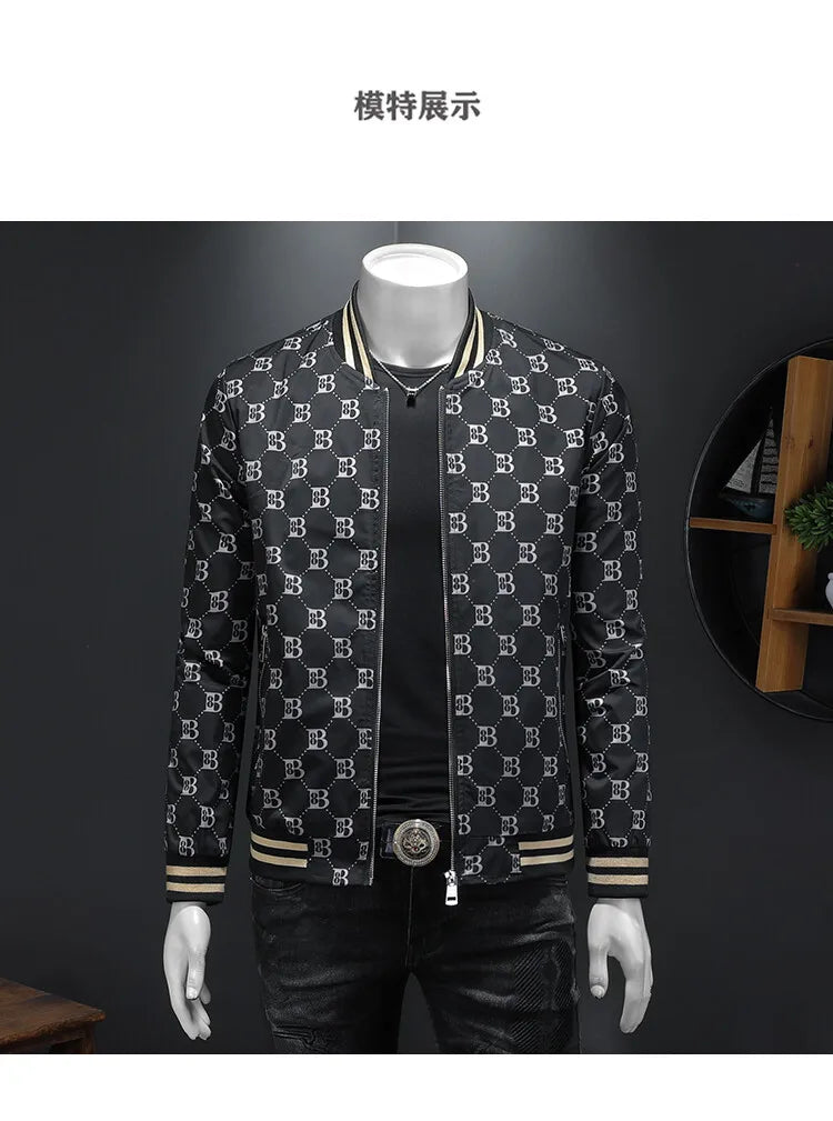 Luxury Letter Printed Baseball Jacket Men Autumn Winter Bomber Jacket Men Casual Business Windbreaker Coat Men Clothing 2025