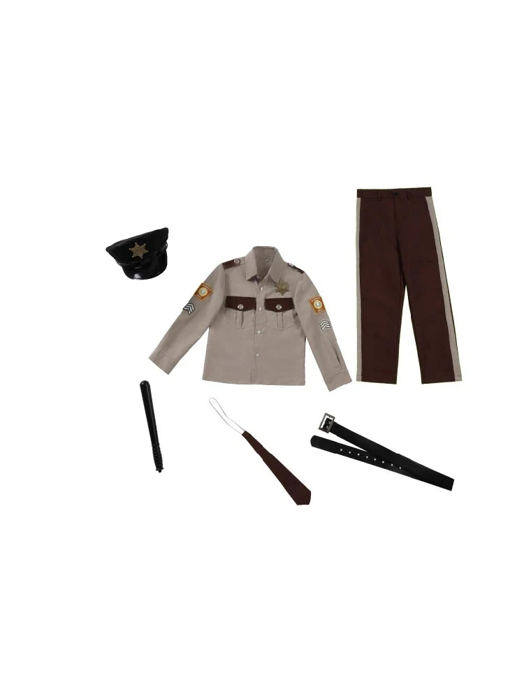 Unisex Sheriff Cosplay Costume Police Uniform Full Set Long Sleeve Halloween Carnival Party Stage Performance Dress Outfits