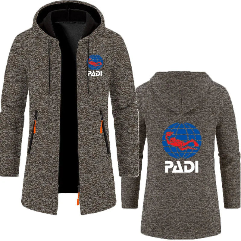 2025 Spring Autumn Scuba Driver Padi Man Hoodies Sweatshirts Fleece Warm Zipper Long Hooded cardigan for Men Jackets Coat