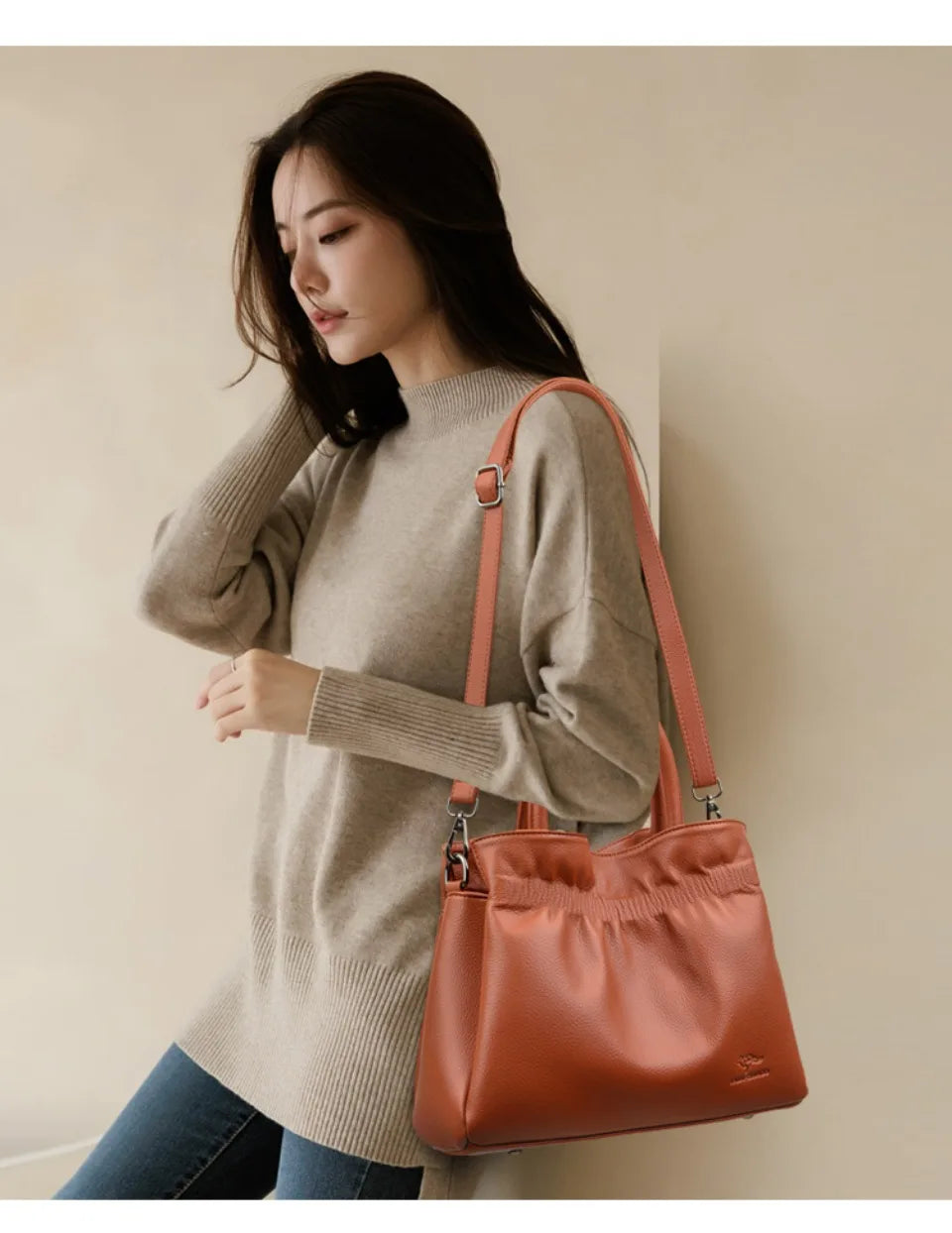 Luxury Soft Leather Shoulder Crossbody Bag for Women Mother 2025 Designer Handbags and Purse Female Small Casual Tote Sac A Main
