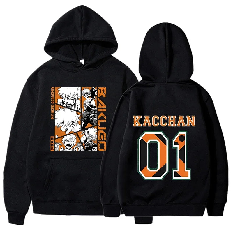 Anime Bakugou Katsuki printed hoodies for men and women, fashionable pullovers for autumn and winter, and women's sweatshirts