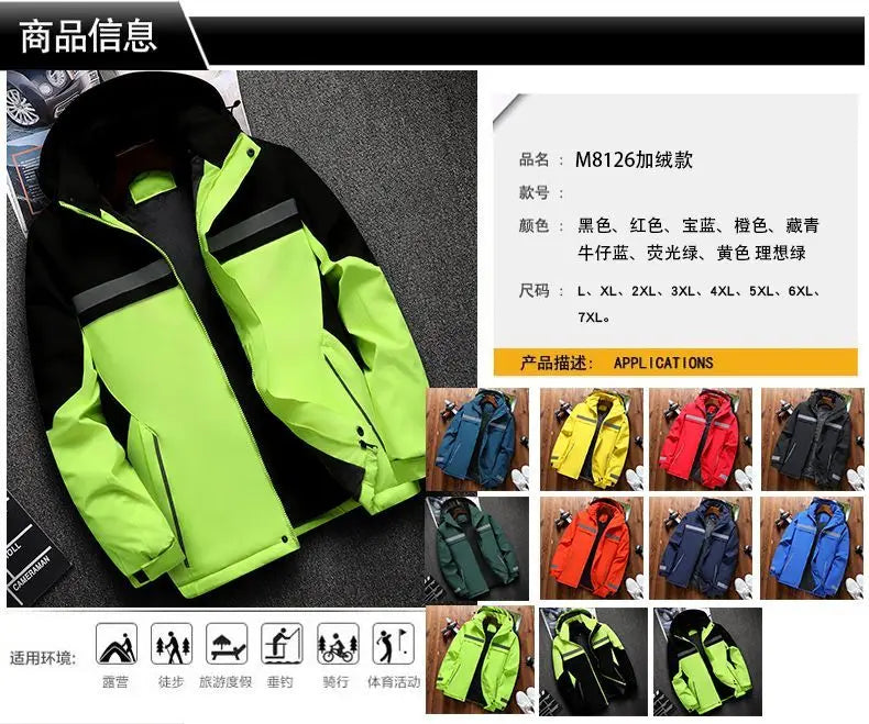 New Winter Work Jacket, Waterproof Windproof Reflective Thermal Coat with Fleece Lining, Stain Resistant Outdoor