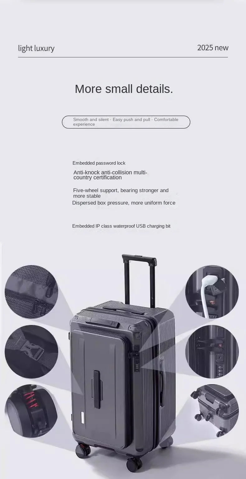 Large Size Expandable Suitcase 32/34 inch Side Opening Travel Luggage Large Capacity Check-in Box with Brake 5 Wheels Trolley Ca
