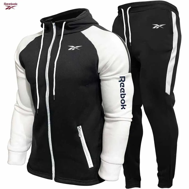 Reebok Men's Fall/Winter Hoodie Set, Fleece Long-Sleeve Jacket, Casual Hooded Sweatshirt, Street Style Men's Jacket Set - Essent