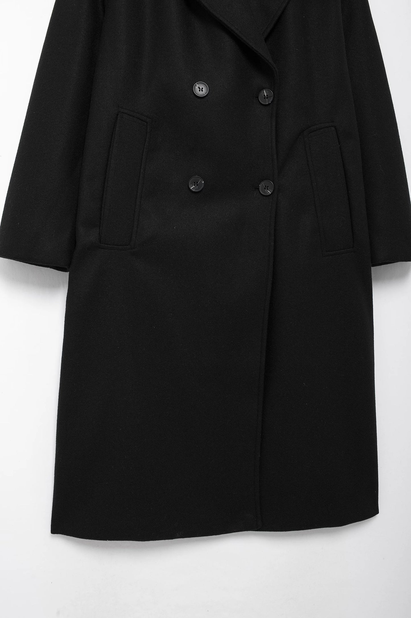 Winter Coat For Women 2024 Solid Lapel Double Breasted Long Cardigan Top Female Pokcet Streetwear Woman New In OuterCoat