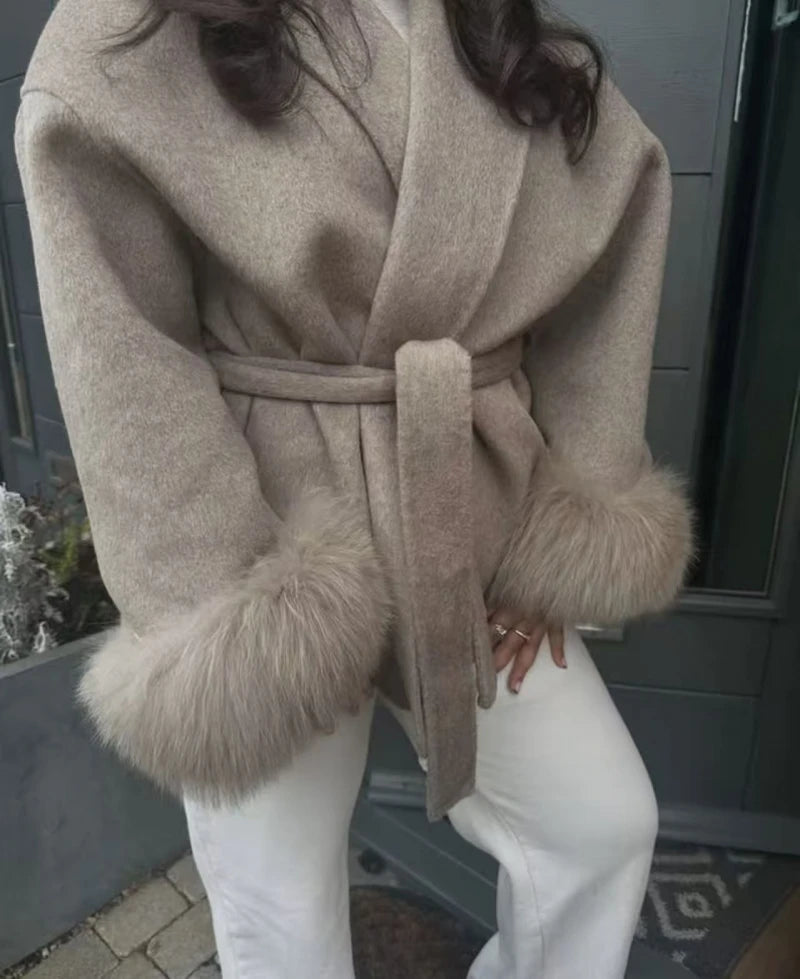 QICHE High‑End Wool‑Blend Women Outerwear Chic Fashion Jacket For European‑Vibe Ladies Autumn‑Winter New Arrival