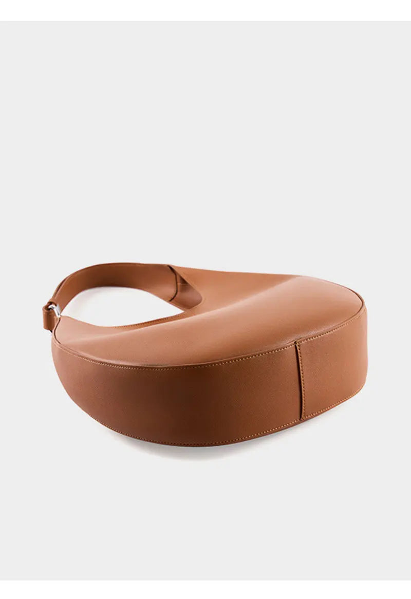 Genuine Leather Women Tote Bags Fashion Luxury Designer Women's Shoulder Bag Quality Cowhide Large Capacity Half Moon Handbags