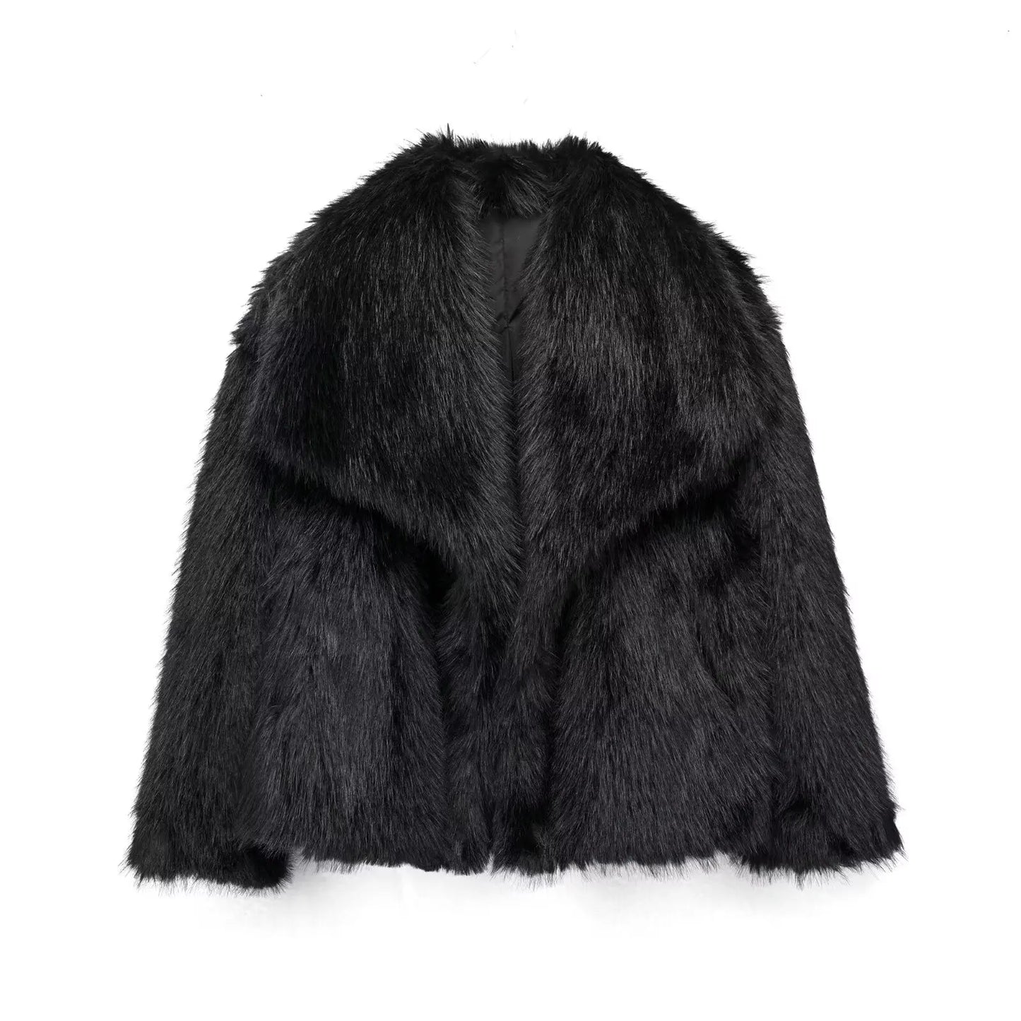 HH 2025 Winter Coats For Women New Artificial Fur Effect Loose Cropped Coat Female Versatile Streetwear Women's Cardigan