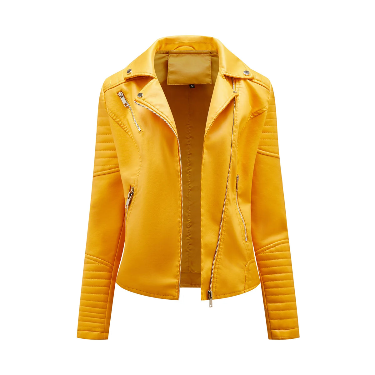 Spring and Autumn short women's leather jacket, Slim lapel biker suit, oblique zipper jacket women's coat