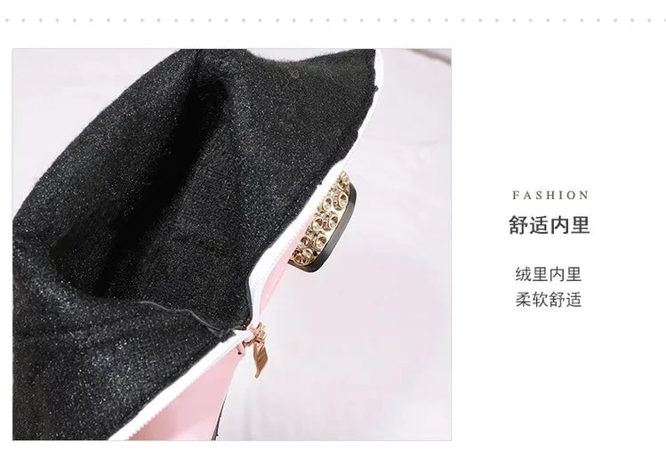 Winter Warm Knee High Boots Women Platform Wedges High Heels Snow Boots Slip on Winter Ladies Shoes White Black Pink 2025