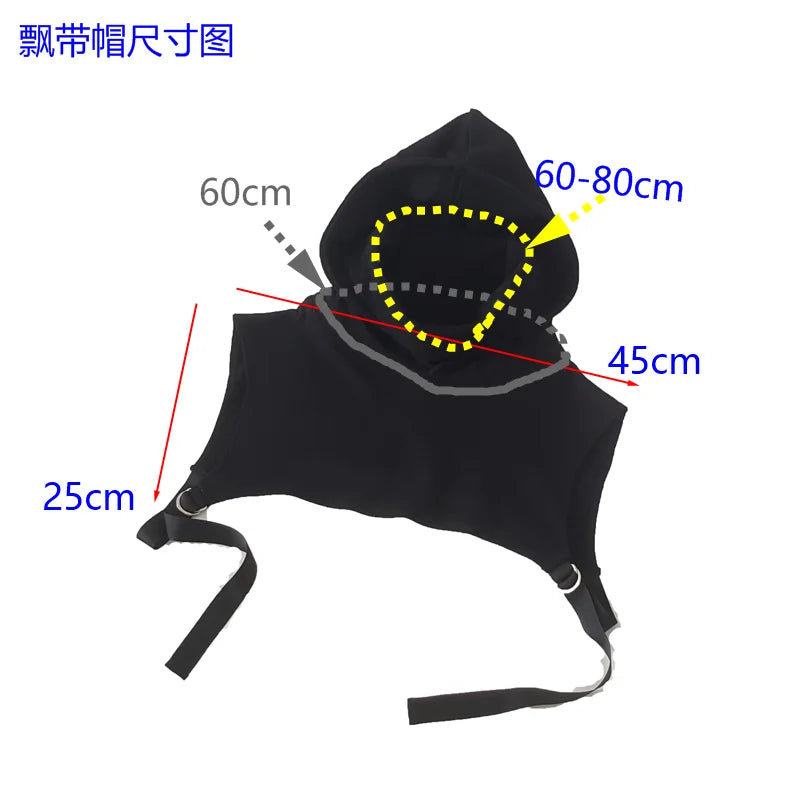 2025 Korean Fashion Hip Hop Punk Cropped Hoodie Men Women Techwear Style Adjustable Sport Casual Sleeveless Hoodies