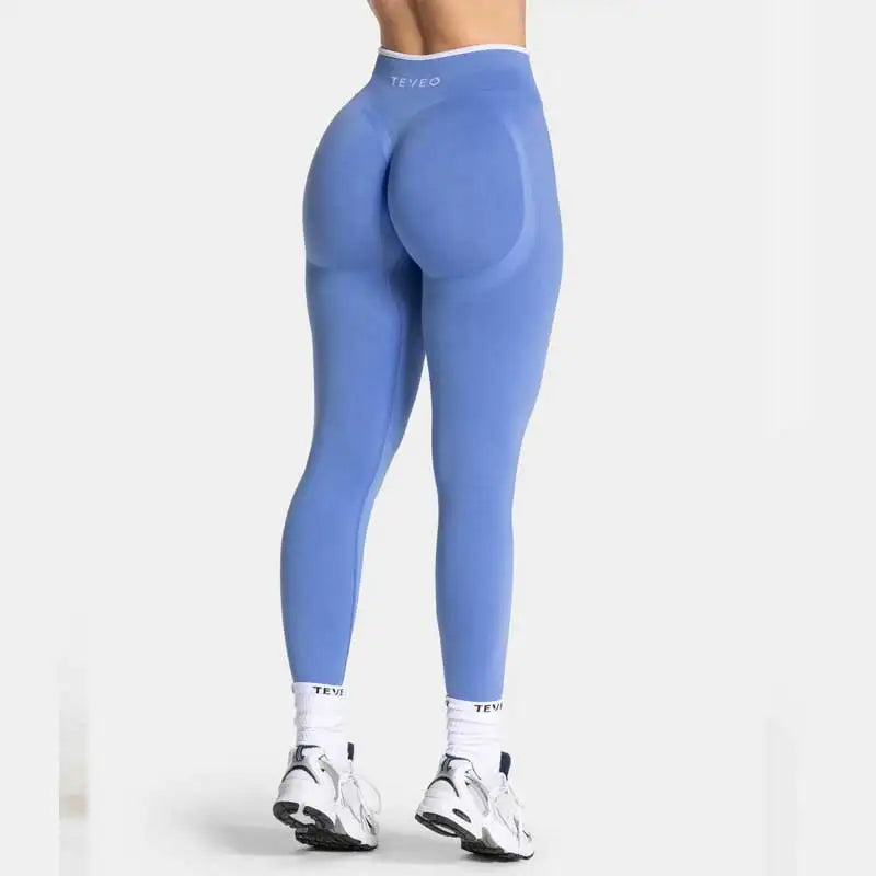 TEVEO Women's Seamless Gym Solid Sports Ignite Short White Waist Tight High Waist Hip Lifting Yoga Pants Running Sports Shorts