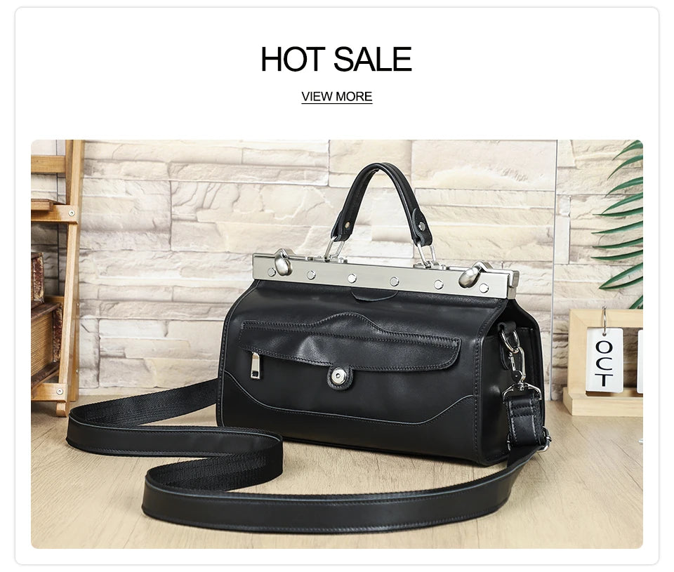 CONTACT'S Genuine Leather Top Handle Bags for Women Sling Shoulder Bags Tote Bag Handbags Metal Frame Female Bags Office Ladies