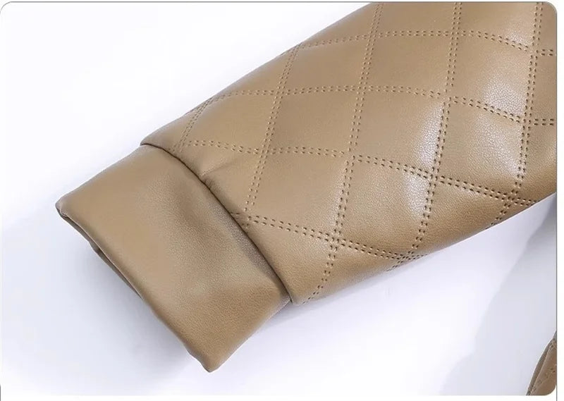 High End Middle Aged Women's Leather Jacket Winter New Thicken Warm Big Fur Collar Faux PU Leather Coat Female Outerwear 5XL
