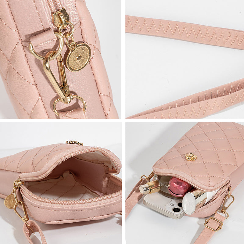 Embroidery Mobile Phone Bags Women Fashion Shoulder Bag Female Mini Crossbody Messenger Bags PU Leather Clutch Wallet Pouch