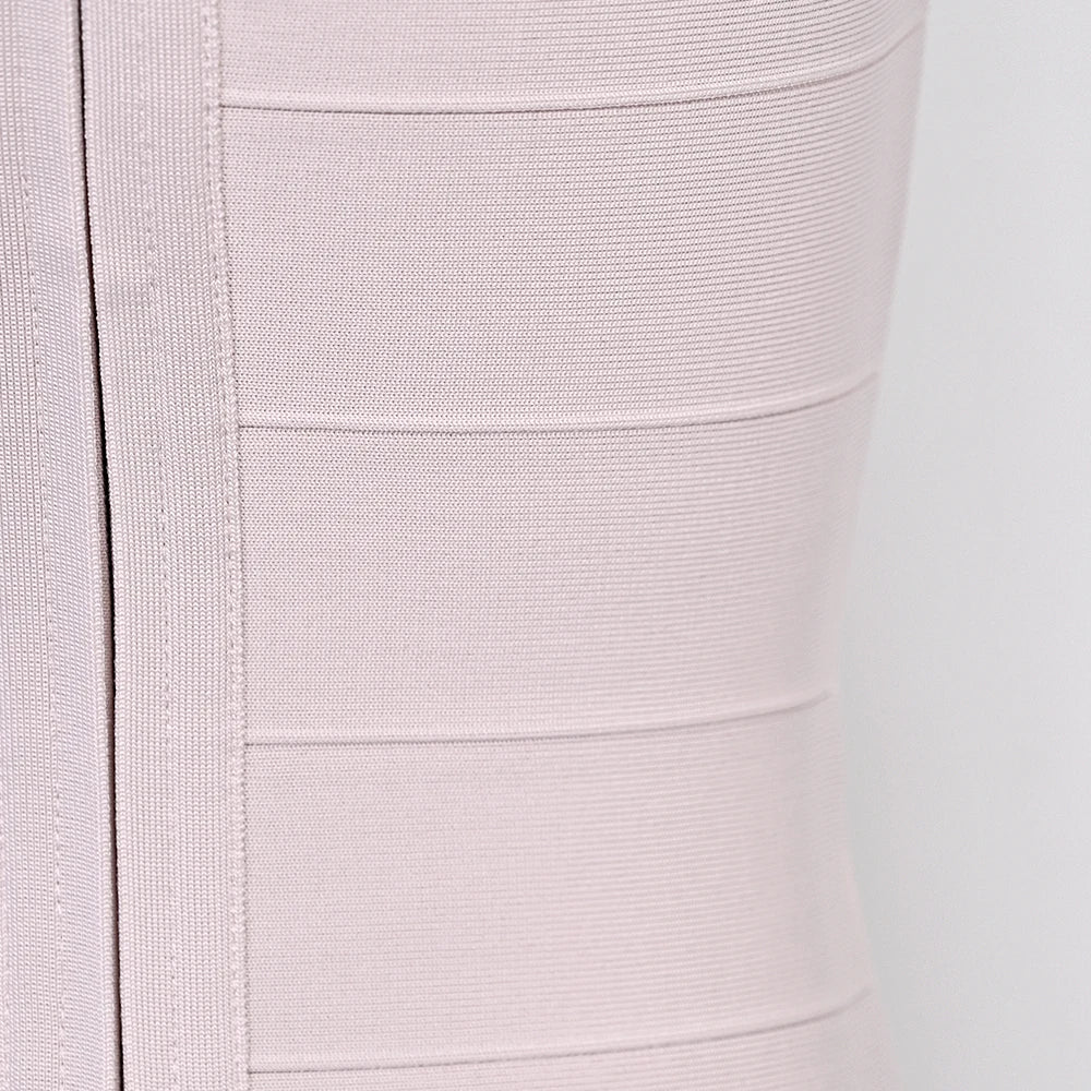 BEAUKEY Luxury Sexy Plunge V Bandage Dress Stripes Slim Bodyocn Mini Party Celebrity Evening Dress Elastic Knitted Vestidos