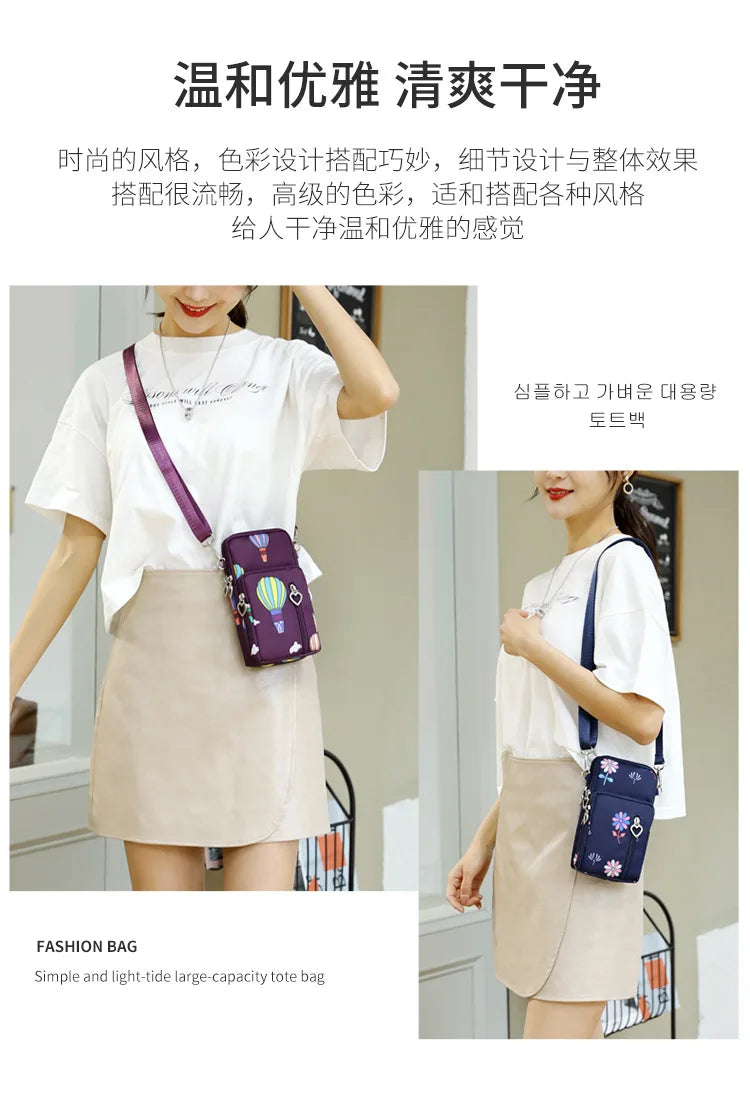 Waterproof Nylon Mobile Phone Versatile Mini Bag Purses Women's Shoulder Cross Body Messenger Bag