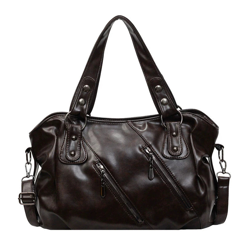 Retro Brand Roomy Shoulder Bag Female Luxury Solid Color Classic Crossbody Bag Large Capacity Style Soft PU Leather Tote Bag