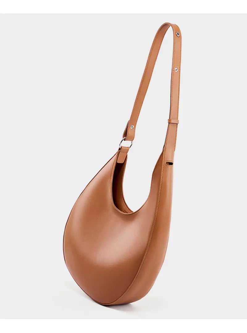 Genuine Leather Women Tote Bags Fashion Luxury Designer Women's Shoulder Bag Quality Cowhide Large Capacity Half Moon Handbags