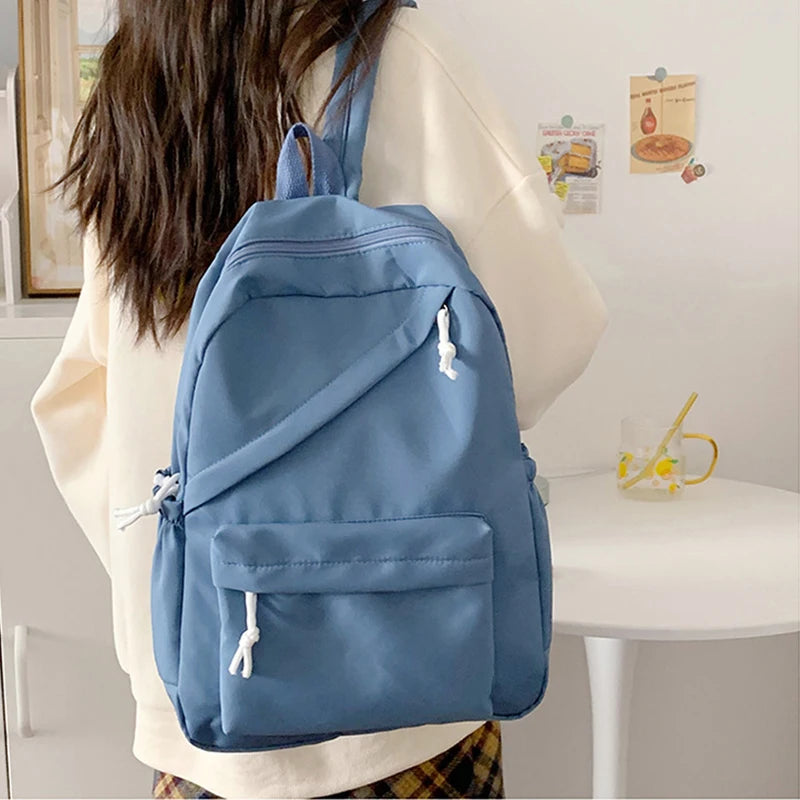 School Large Capcity Nylon Solid Color Backpack Handbag Pencil Case Casual Fashion Shoulder Bag For Women
