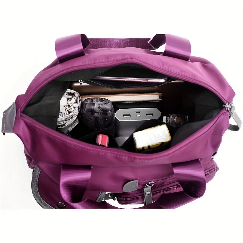 Women Tote Bag With Multi Pockets, Large Capacity Shoulder Bag, Lightweight Nylon Crossbody Bag For Travel