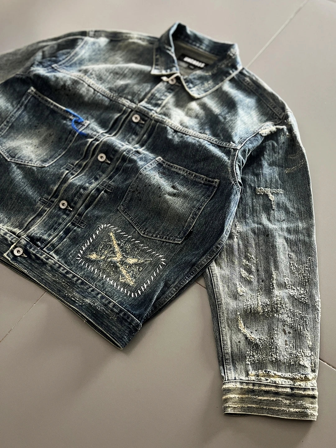 Vintage Washed Denim Jacket Loose Fit Short CleanFit Men's Jeans Coat Casual Style Button Closure Long Sleeve Cotton Jacket