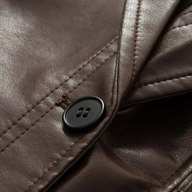 New Fall Winter High Street Warm Brown Zipper Pu Leather Jacket Women Casual Lapel Elastic Waist Cinching Coat Outwear Clothes