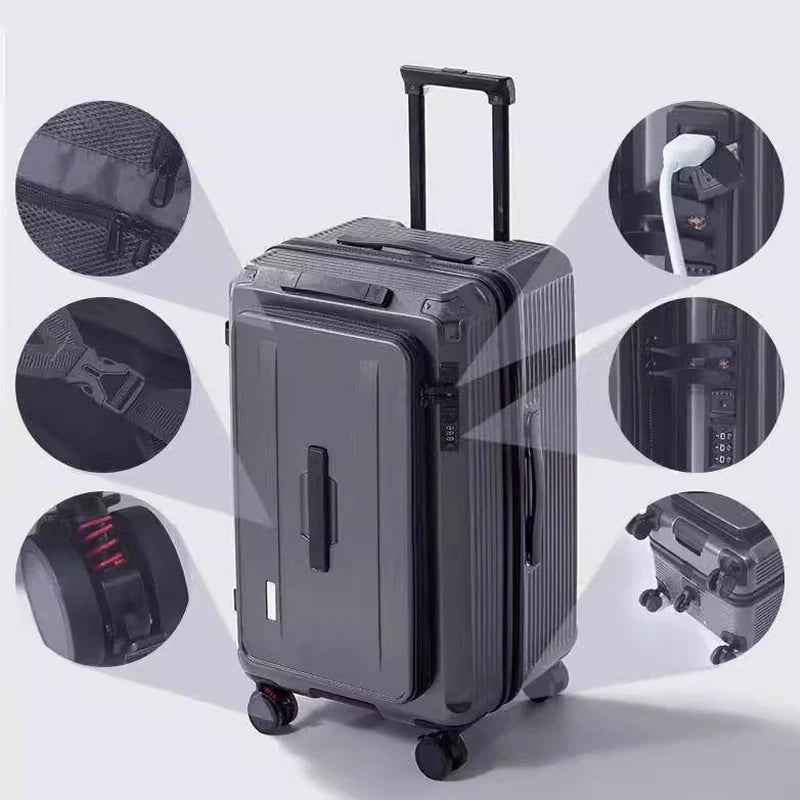 Large Size Expandable Suitcase 32/34 inch Side Opening Travel Luggage Large Capacity Check-in Box with Brake 5 Wheels Trolley Ca