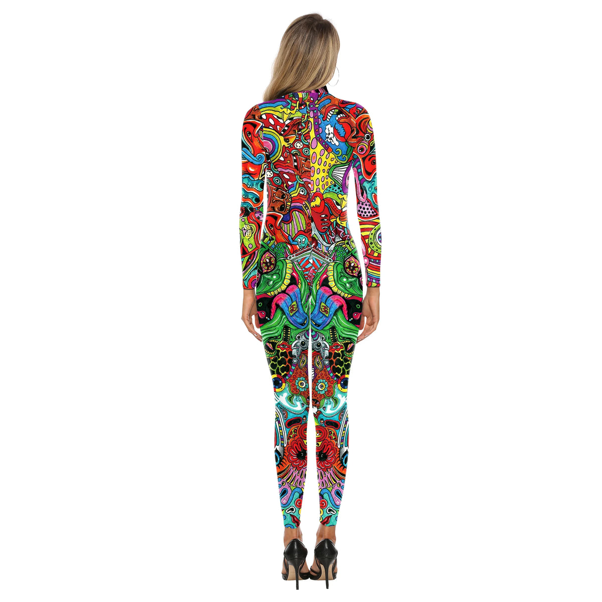 Halloween Jumpsuit Women Carnival Eye 3D Print Cosplay Costume Female Bodysuit Funny Holiday Party Stage Performance Outfits