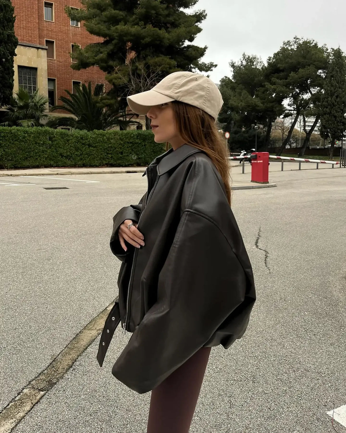 Casual Lapel Zipper Waist Belt Short Leather Jacket 2026 Women Loose Solid Pocket Pu Coat Autumn Lady Daily Highstreet Jackets