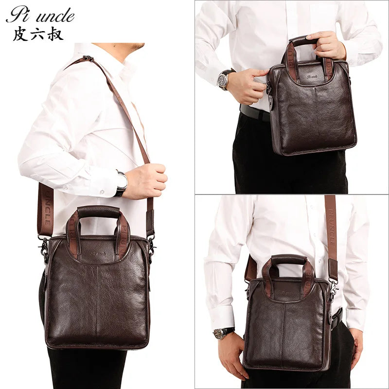 Business Briefcase Shoulder Messenger Bags Men's Genuine Leather 10-inch Laptop Bag's Men's Briefcase Office Business Handbag