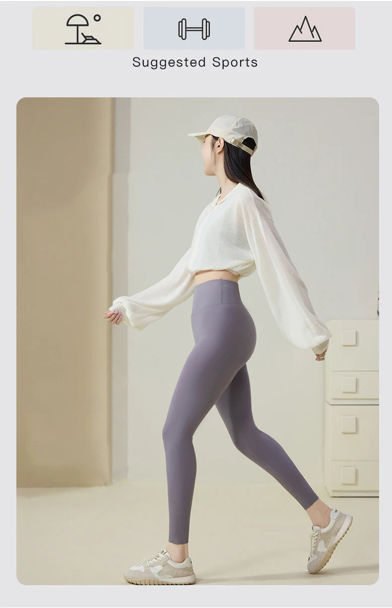 BIVIGAOS Spring Summer Back Pocket Nude Feel Sharkskin Leggings Women Fish Bone High Waist Push Up Sport Fitness Running Legging