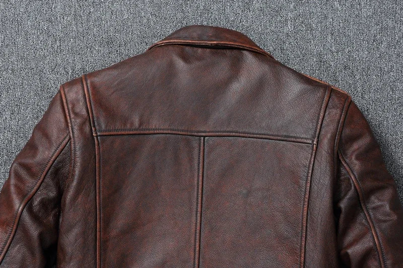 Vintage Red Brown Genuine Leather Jacket Men Soft Real Cowhide Black Winter Coat Biker Jackets Jaqueta Masculina De Couro