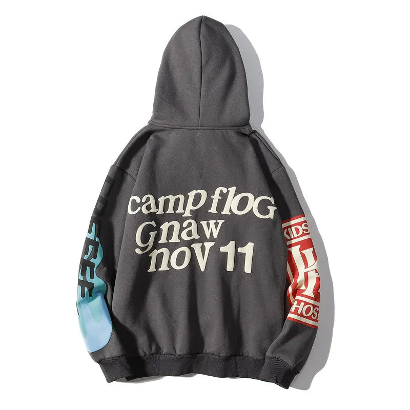 Harajuku Weirdo Graffiti Letter Printed Hoodies Men 2025 Lucky Me I See Ghosts Mens Hooded Sweatshirt Fleece Pullover Streetwear