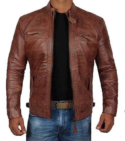 High Quality PU Coat Autumn Leather Jacket Men Slim Casual Moto Biker Stand Collar Solid High Quality Korean Leather Jakcets