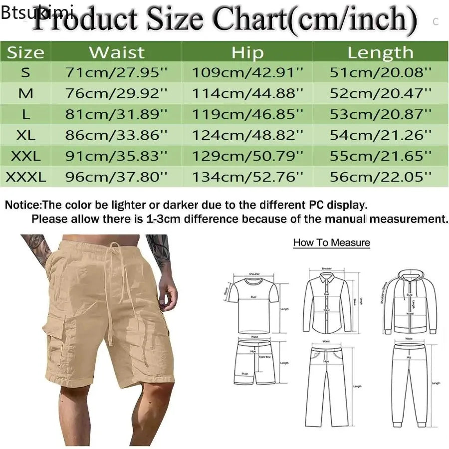 2026 Men's Summer Fashion Loose White Cargo Shorts Handsome Streetwear Beachwear Solid Color With Pockets Shorts Workout Pants