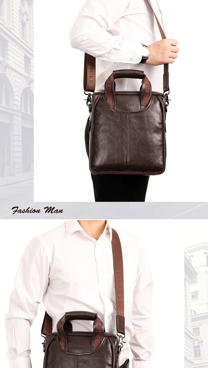 Business Briefcase Shoulder Messenger Bags Men's Genuine Leather 10-inch Laptop Bag's Men's Briefcase Office Business Handbag