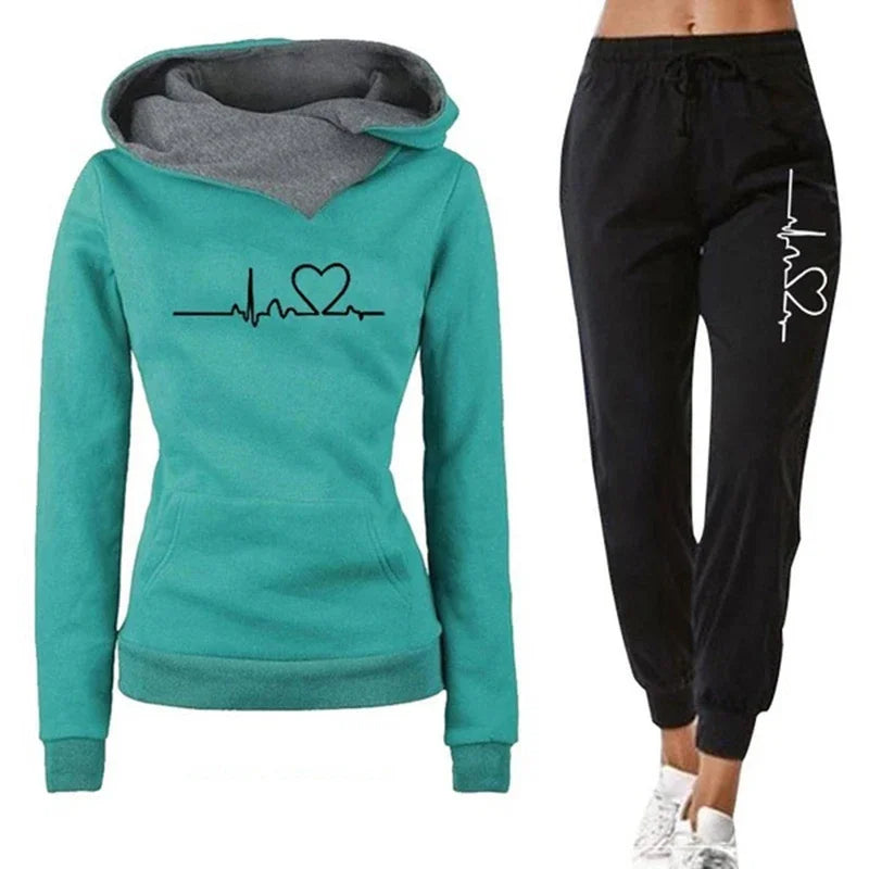 Jogging Hoodies Autumn Winter Quality Women's Tracksuit Casual Print Single Sport Pants Comfort Outdoors Daily Gym Woman Fashion
