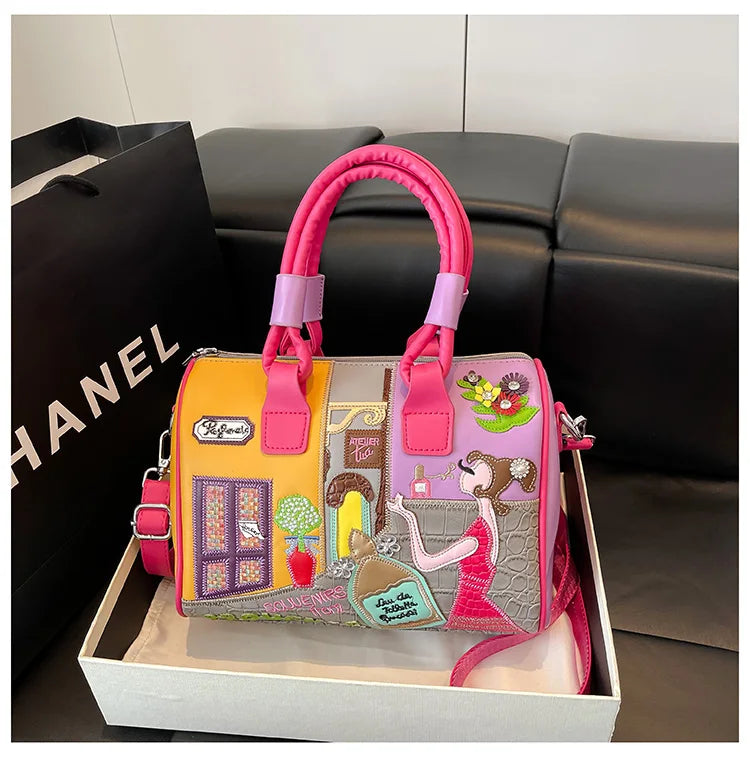 Design Patchwork Zipper 2026 Hot Sale Women's Bags Retro High Quality Women's Bags PU New Personality Stylish Shoulder Bags