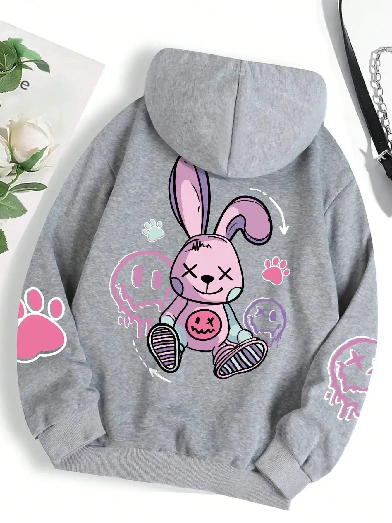 Women Hoodies Hip Hop Street Casual Printed Female Hoodies Oversize Fashion Loose 2025 Sweatshirts Autumn Warm Fleece Clothing