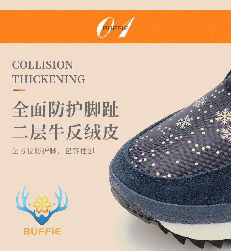 Large-Size Cotton Shoes For Winter Outdoor Thick Warm Cotton Shoes High-Top Snow Boots Winter Wild Plus Velvet Cotton Boots